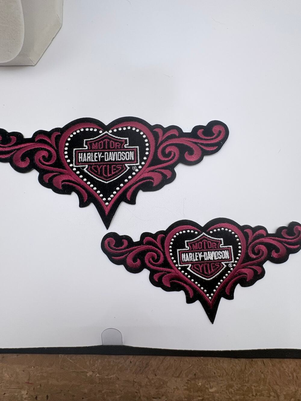 Two Licensed Harley-Davidson Women’s Heart Bar & Shield Patches